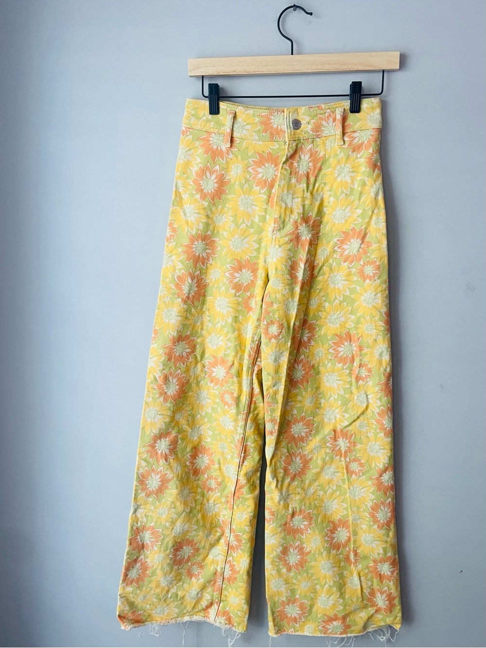 Zara Daisy Yellow Floral Wide-Leg Women’s Jeans